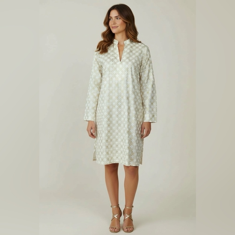 Chelsea Gunn Split Neck Shift Dress